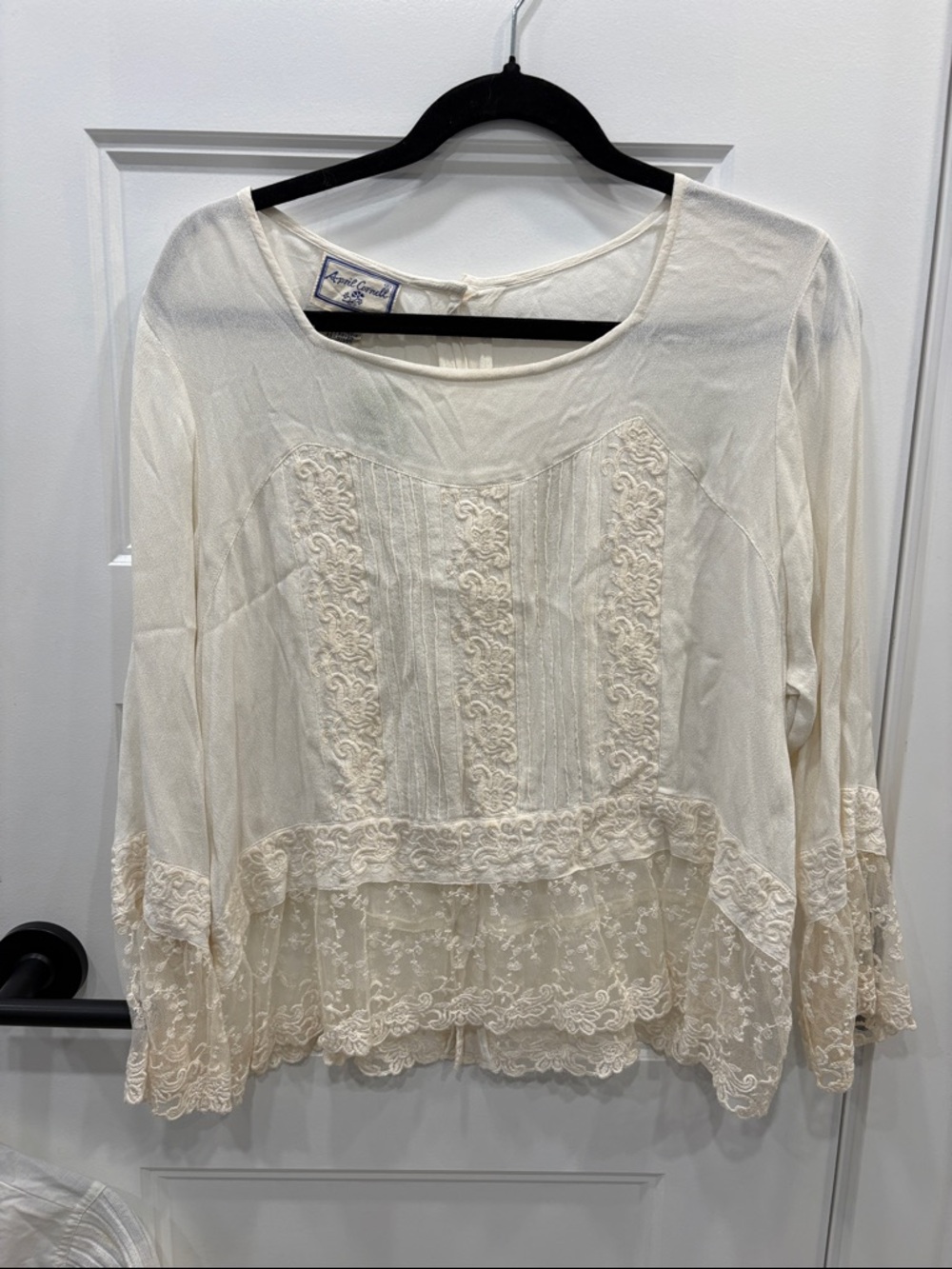 April Cornell Cream Lace Peasant Blouse